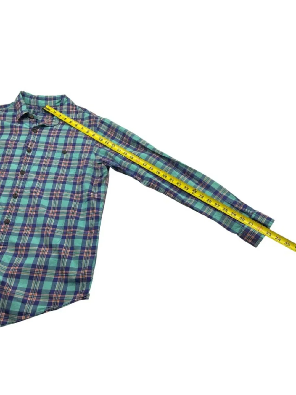 Polo Ralph Lauren Men's 100% Cotton Work Shirt Teal/Blue Plaid • Large